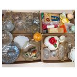 4 flats of vintage kitchenware and glass