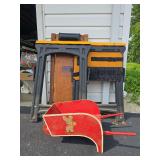 Creeper saw horses small decorative wheelbarrow