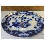 Flow Blue China serving Dish and guide book