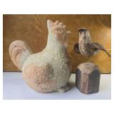 Clay Pottery chicken and Dove