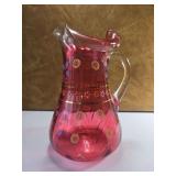 Vintage Hand Blown Cranberry Pitcher