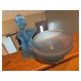 Glass nude figural with bowl. There are chips but it is still a neat looking piece that someone may be interested in