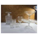 Lot of Crystal Decanter and Serving plater