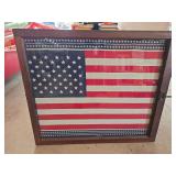 American flag banner in a display case