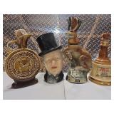 4 decanters OBR, 2 Jim Beam, Bell's scotch