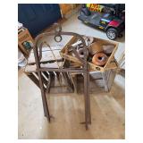Hay fork harpoon/bale hook with pulley and 2 wood boxes