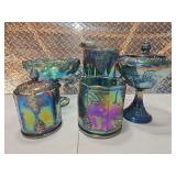 5 peice Blue Harvest Depression Glass