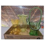 Flat of yellow and green glass