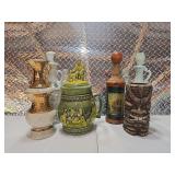 6 mixed decanter vase and jars