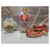 2 Jim Beam decanters and Ezra Brooks decanter
