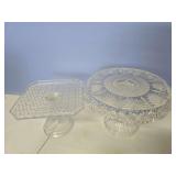 2 glass cake stands