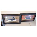 Pair of framed rabbit prints