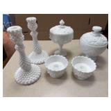 White milk glass pieces