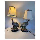 Pair of pheasant lamps