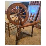 Small spinning loom and wooden stool