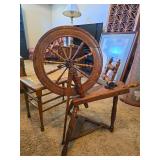 Small spinning loom and wooden stool