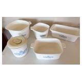 Set of 5 Corningware blue cornflower pieces