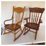 2 child’s size oak rocking chairs