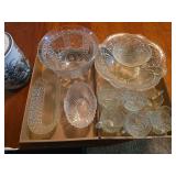 2 flats of crystal punch set and cookie jar