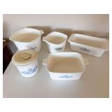Set of 5 Corningware blue cornflower pieces