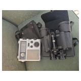 Binocular and emergency radio