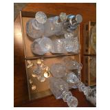 2 flats of crystal decanters