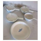 Set of 5 Corningware blue cornflower pieces
