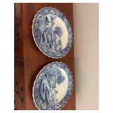 Pair of blue and white Delft style chargers