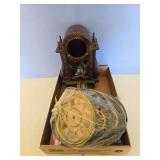 Flat of antique clock parts and winding keys