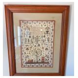 Framed PRINT of needlepoint sampler as shown