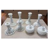 Milk glass candle holders