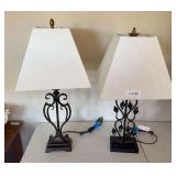 Two black metal lamps