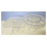 2 glass cake stands