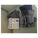Binocular and emergency radio