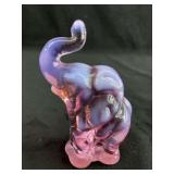 Fenton Glass Purple Pink Elephant Trunk Up Figurine