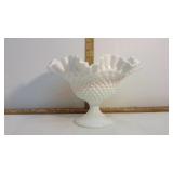 Fluted Hobnail Milk Glass Dish