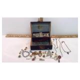 Vintage Jewelry Box And Jewelry
