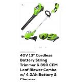40V 13" Cordless Battery String Trimmer & 390 CFM