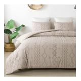 King Size, Khaki, Tufted Comforter Set, 3pc
