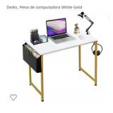 New 31 inch  computer desk white marble and gold