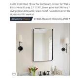 New 22" x 30"  Black Metal Frame  Mirror