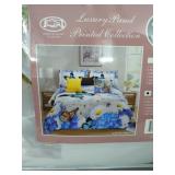 New  King/ Blue Butterfly 7 PC Comforter Set