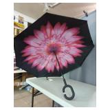New Black & Pink Flower Umbrella