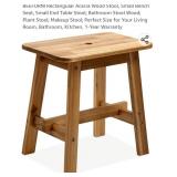 BEEFURNI Rectangular Acacia Wood Stool, Small