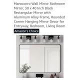 (New) 30" x 40" Black Rectangular Bathroom