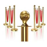 6  New Gold Stanchions Posts with 4PCS 5 ft Red