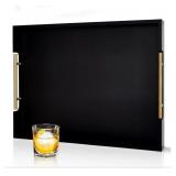 New 22 Inch Rectangle Black Ottoman Tray with