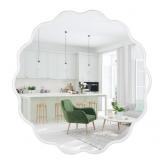 New White Round Wavy Mirror for Wall 22 inch