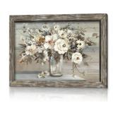 New Rose Bouquet Framed Wall Art - Brown Rustic