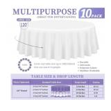 10 Pk - 120"  White Round Tablecloths *appears